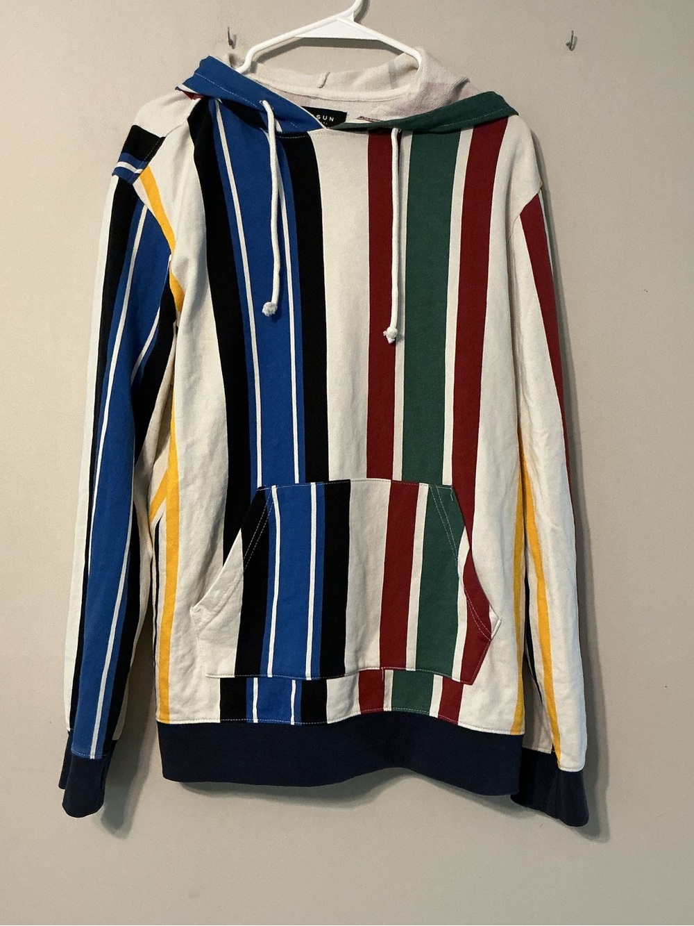 PacSun Multicolor Vertical Stripe Hoodie - White, Blue, Green, Red & Yellow